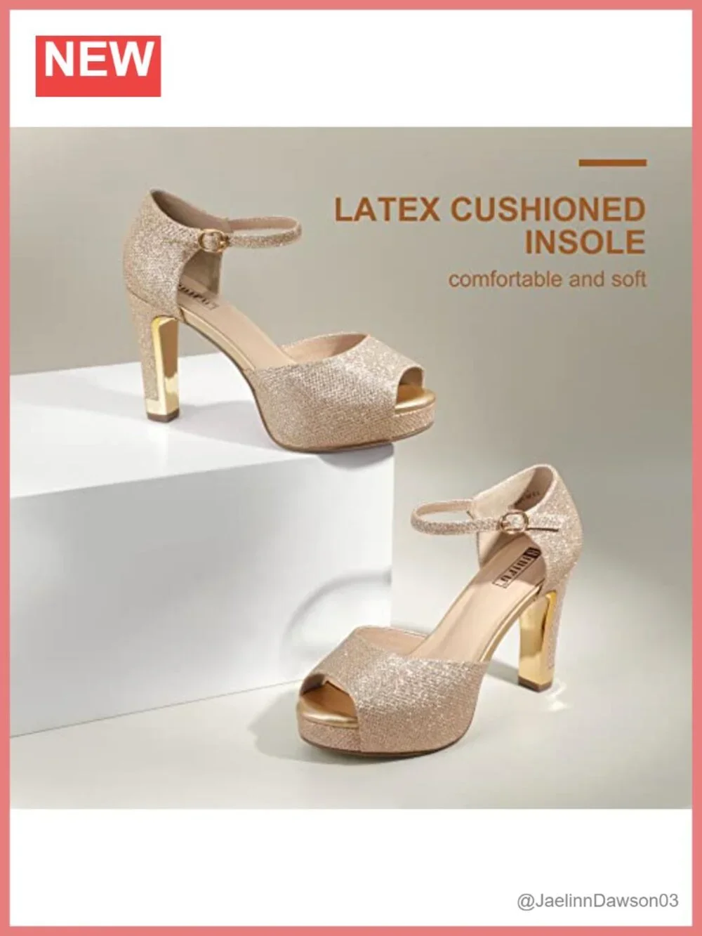 Women's Platform Peep Toe Chunky High Heels Sandals with Ankle Strap